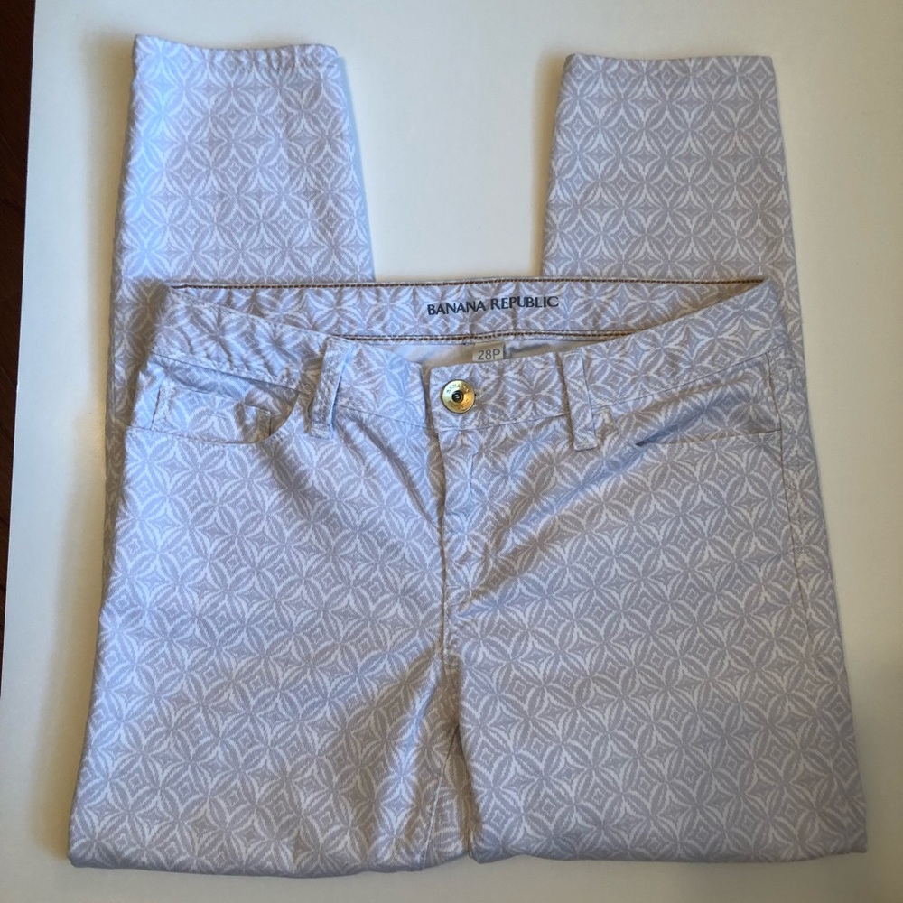 Banana Republic white skinny print jeans 28P EUC